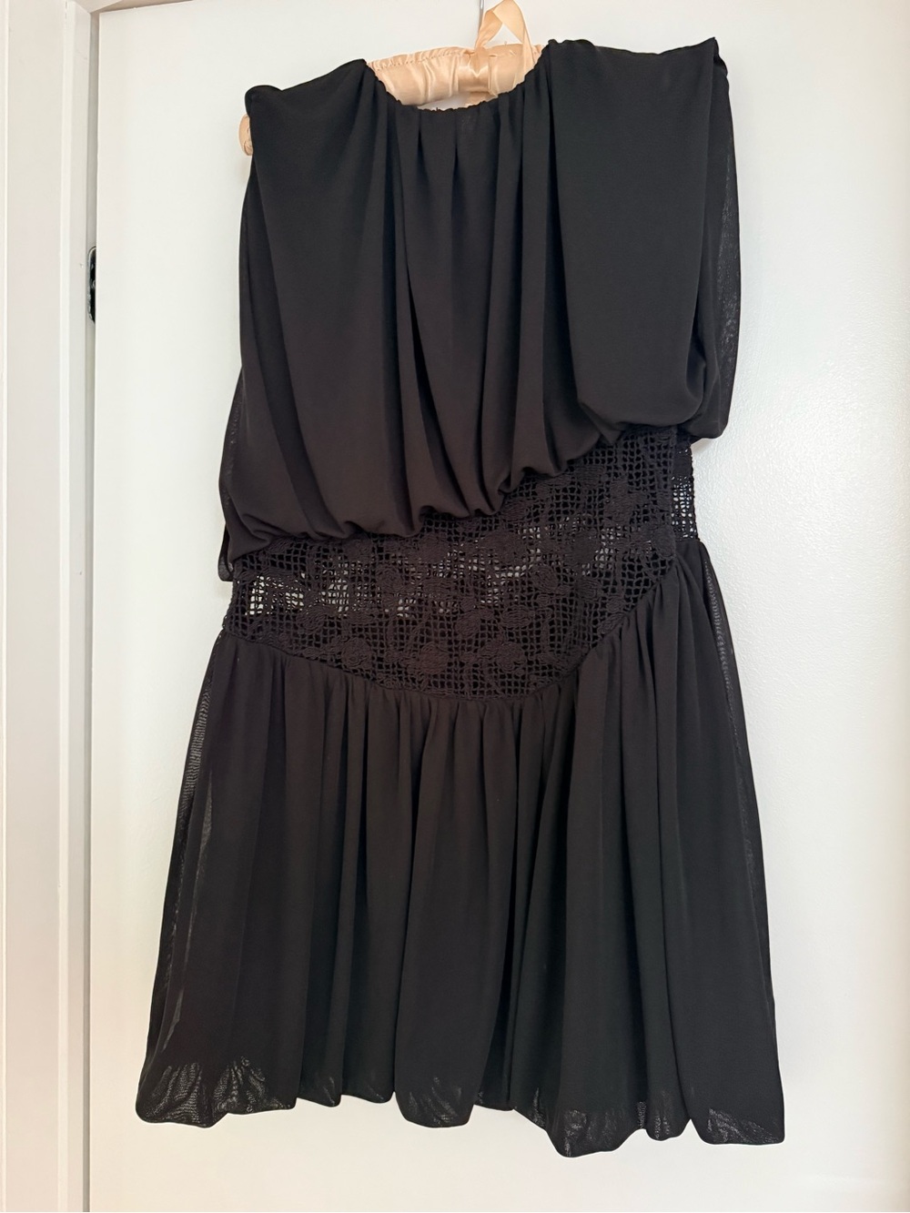 Zara Black Mini Dress with Crochet Waist